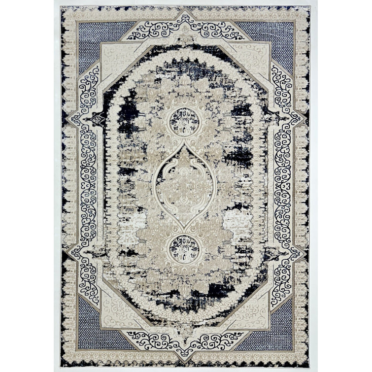 Modern Vintage Look Boho Large Area Rug Transitional Carpet Shiny Vibrant High Low Pile Rug For Living Room