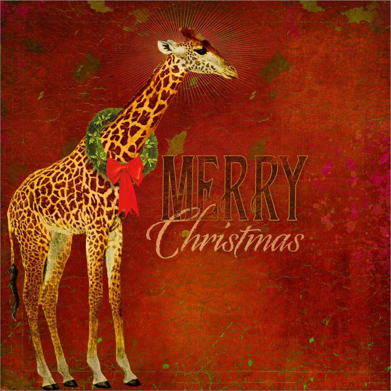 «Colorful Christmas II-Giraffe Christmas» par Duirwaigh, art mural encadré