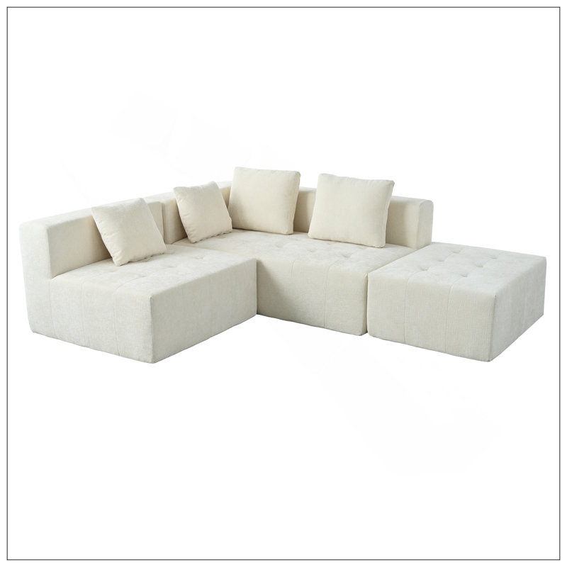 Grand canapé modulaire amovible moderne, ensemble de 3 pièces avec combinaison gratuite, comprenant 4 coussins, idéal pour le salon, la chambre à coucher et un appartement