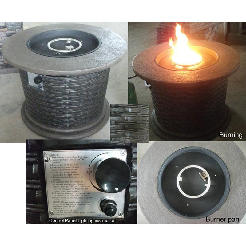 Clitheroe Column Polyresin Natural Gas Smokeless Fire Pit Table