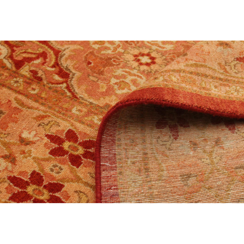 Tapis décoratif en laine noué à la main de conception unique noué à la main new age de style perse paktoré/saumon 3 pi 2 po x 4 pi 6 po