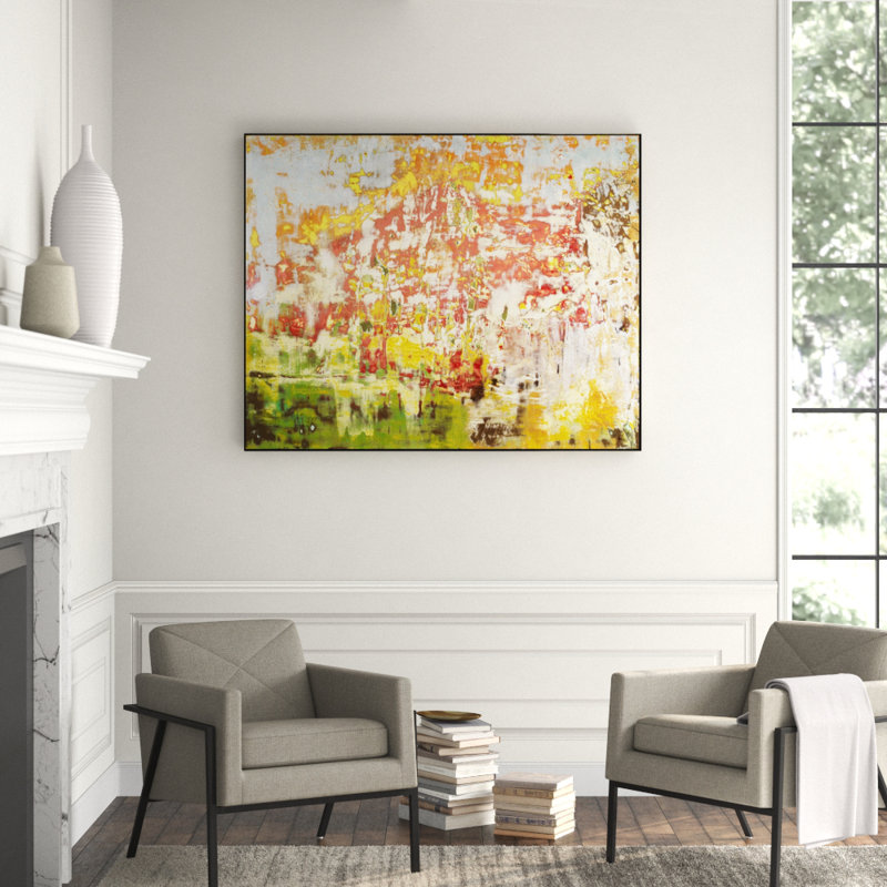 Field Of Begonias Painting, White Framed