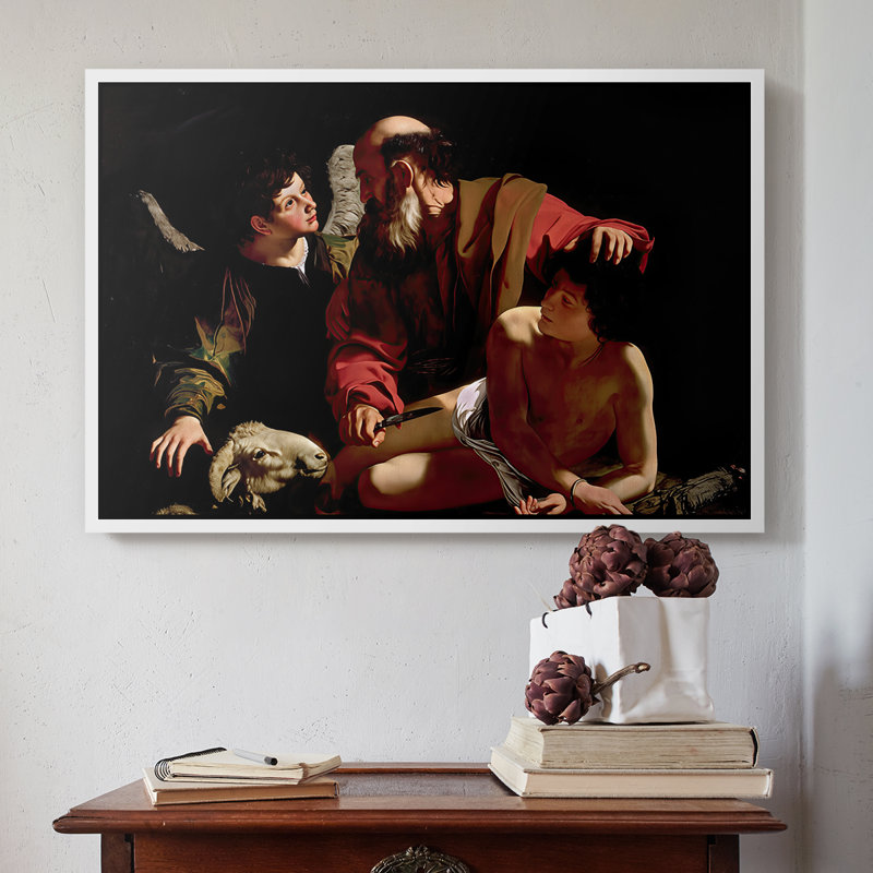 Le Sacrifice d'Isaac (version Uffizi), v. 1603 - Toile tendue avec châssis Caravaggio, 16 x 24, Blanc