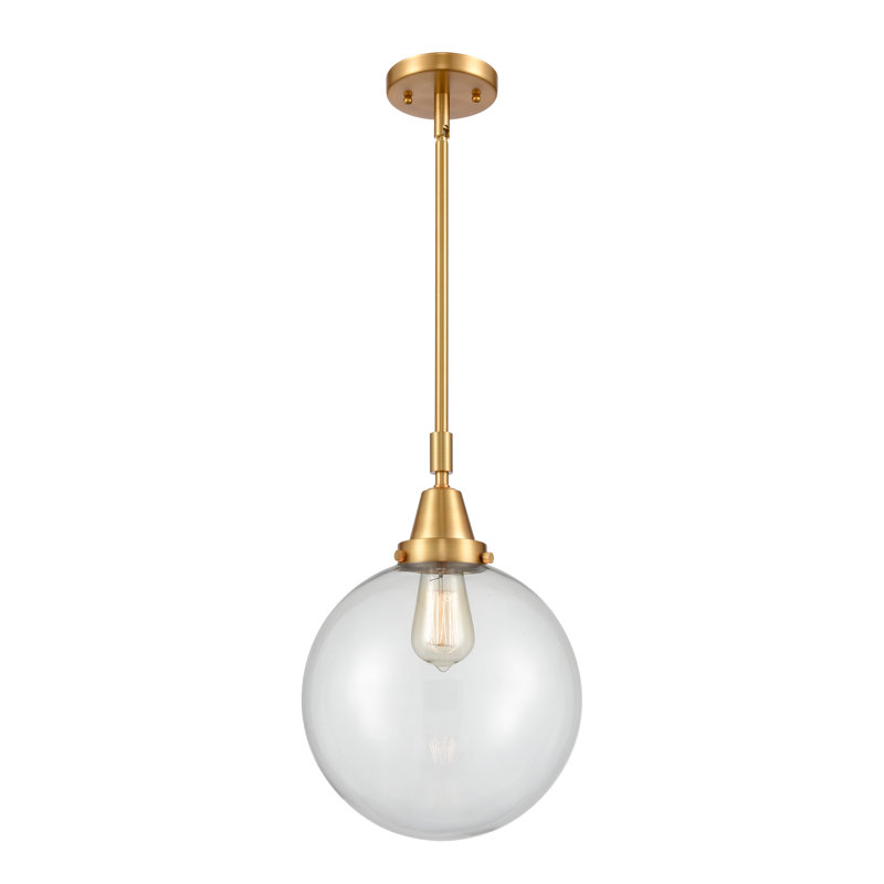 Luminaire suspendu à 1 lumière Lorri, H 47,12 po x l 10 po x P 10 po, Transparent, Or satiné