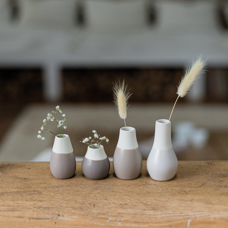 Pastel Two-Tone Mini Vases - Set of 4, Gray