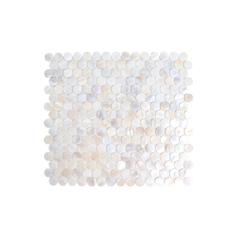 Feuille de mosaïque ronde en nacre de coquillage 0,8 po x 0,8 po Mother of Pearl, Brise arctique