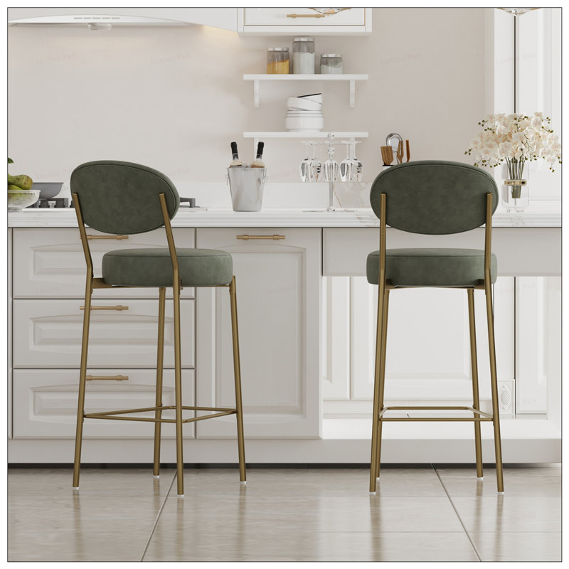 Tabourets de bar ronds en métal, Vert