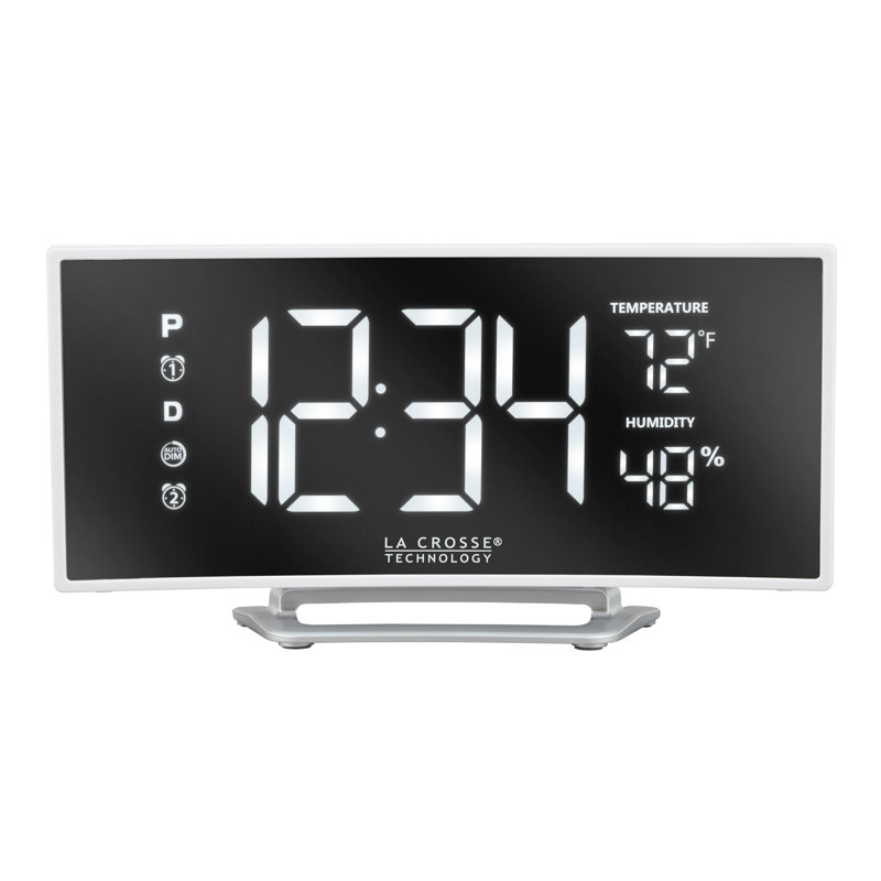 Modern & Contemporary Digital Electric Tabletop Clock with Alarm in White