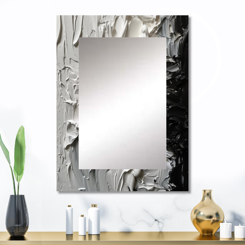 Blanc et noir Tranquility Unleashed V - miroir mural en marbre, miroir décoratif moderne, impression d'art en métal