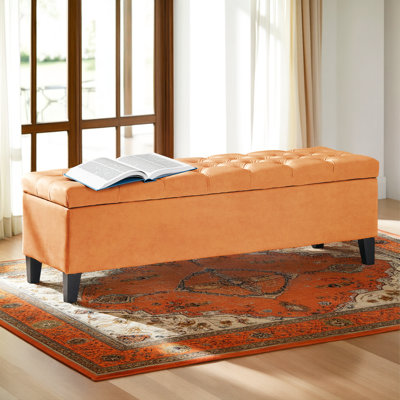 Banc avec rangement capitonné à boutons de 50,5 po pour le vestibule et la chambre à coucher