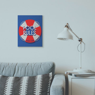 «Pool Rules Beach Coast Ocean Word Design», impression sur toile