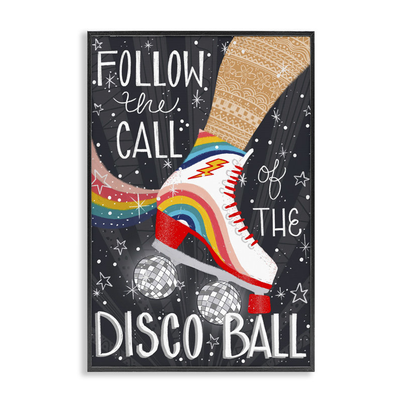 Suivre «The Call of Disco Ball», estampe numérique, design par Emiko Rainbow, H 18 po x l 12 po, Giclée encadrée noir minuit