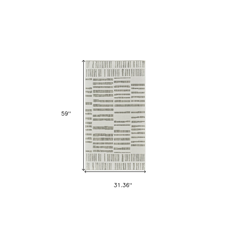 Tapis d'extérieur intérieur délavé crème et beige 3 pi x 5 pi