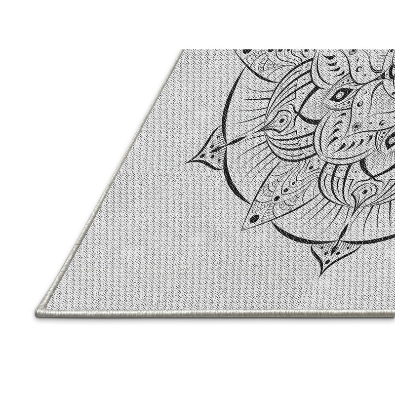 Tapis noir/gris tissé à la machine, Rectangle 2 pi x 4 pi