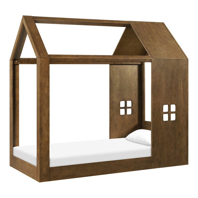 Uchi Montessori-Inspired House Twin Bed, Twin, Natural Walnut
