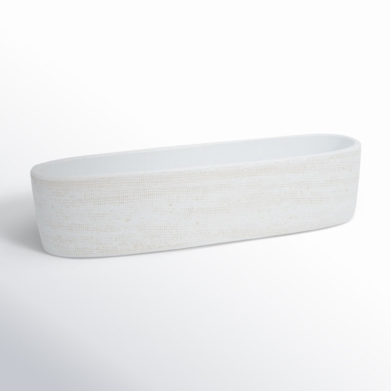 Handcrafted Oval White Ceramic Pot Planter