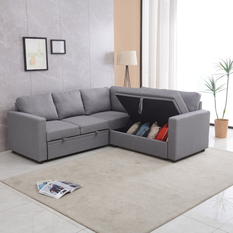 Canapé-lit modulaire pour salon, Polyester gris