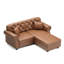 Canapé Chesterfield en similicuir de 63 pouces avec capitonnage à boutons, garniture cloutée, accoudoirs roulés et deux coussins décoratifs pour un confort intemporel et une élégance moderne.-183924617
