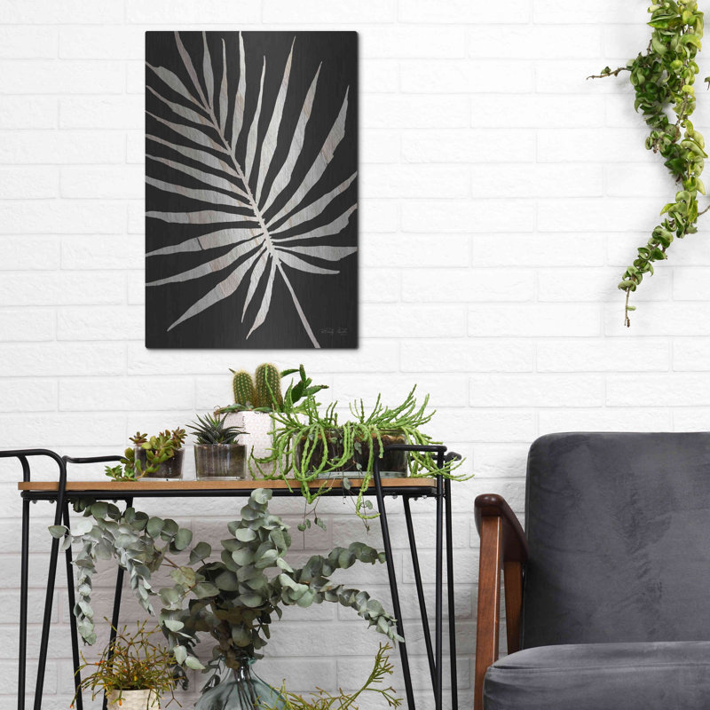 «Palm Frond Wood Grain IV» par Cindy Jacobs, art mural en métal, H 16 po x l 12 po