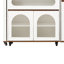 Table de salle à manger extensible avec plateau pliable extra-long, îlot de cuisine roulant avec tiroirs, prise de courant et verrou de frein, armoire de rangement pour la cuisine et la salle à manger (noyer + blanc crème)-983701372