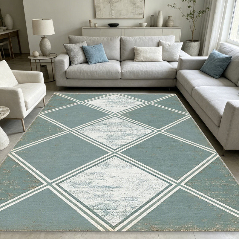 Sage Argyle carpet-easy to clean, machine-washable, soft and comfortable; suitable for door mats, kitchens, living rooms, bedrooms, corridors, and laundry areas. Easy to clean, durable carpet for home decoration.