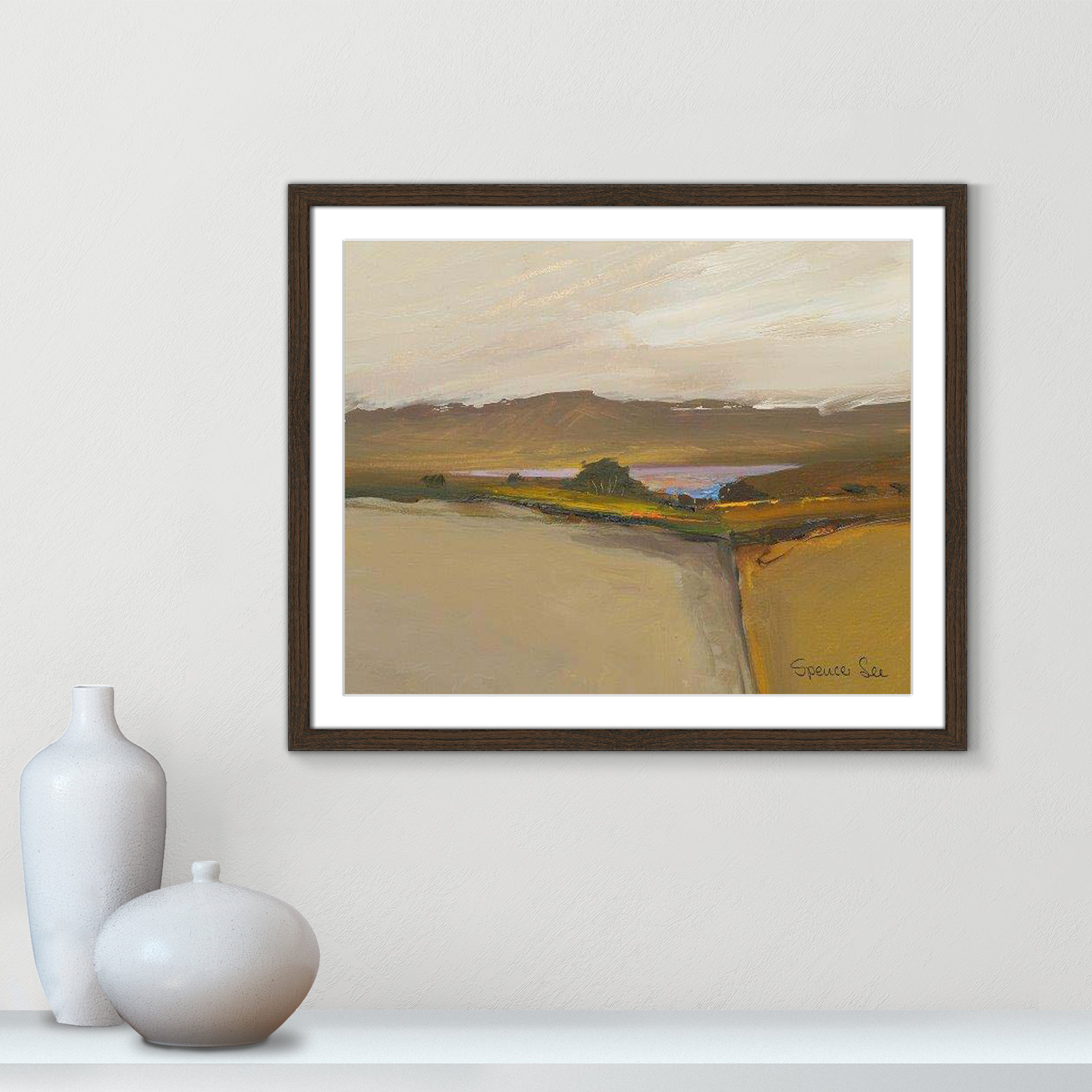 Heaven and Earth IV Print, 21.5" H x 25.5" W x 0.75" D, Walnut Framed