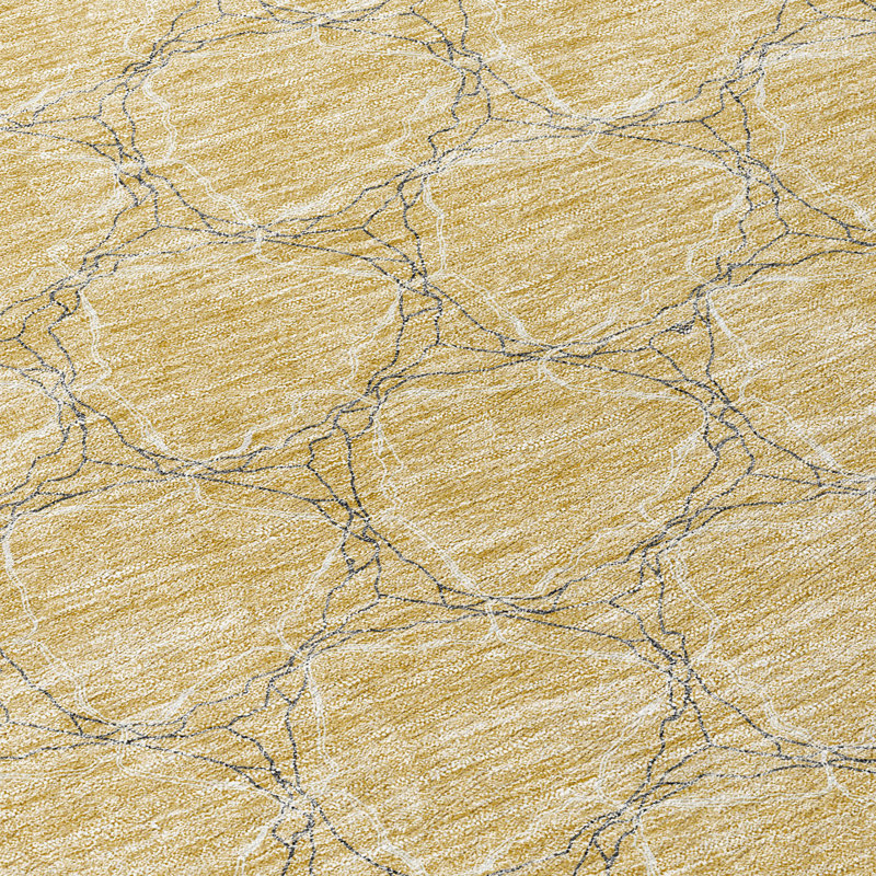 Wheat Geometric Machine-Washable Indoor/Outdoor Rug 2'6" x 3'10"
