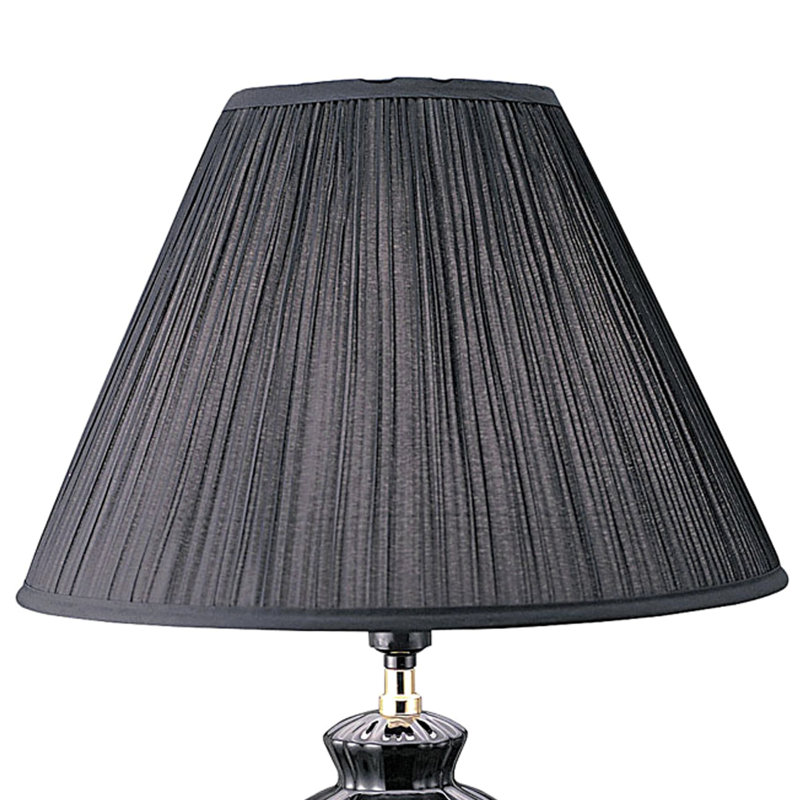 Lampe de table haute 26 po en céramique, en forme d'urne avec finition noire, abat-jour en lin
