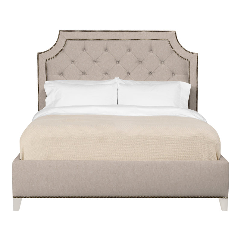 Audrey/Asher Queen Tufted Upholstered Low Profile Panel Bed, Casa Blanca, Jiggles Fawn, Yes