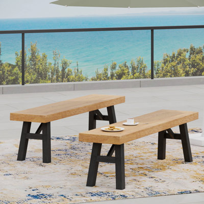Rustic Home repas - 3 pièces de bois avec banc à lattes et table à panneaux pour une ambiance