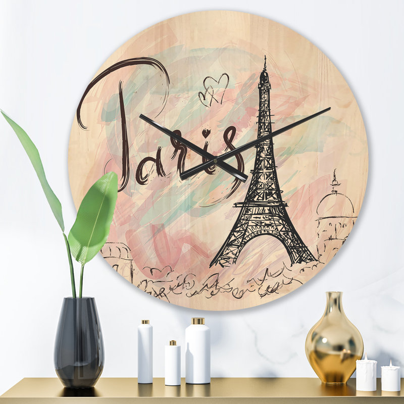 Illustration avec horloge murale Paris Tour Eiffel, Petit