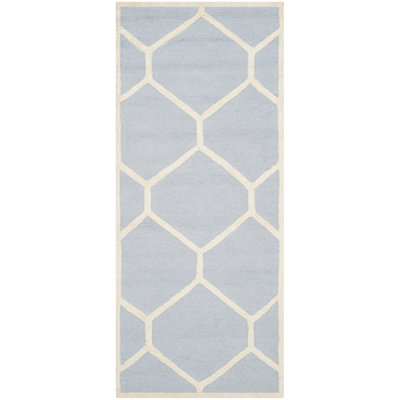 Tapis bleu clair en laine touffeté à la main Deedgra