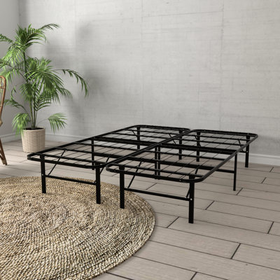 Base de lit très grande plateforme en acier noir - hauteur de 14 pouces, cadre renforcé, aucun sommier requis, sommier robuste, installation rapide