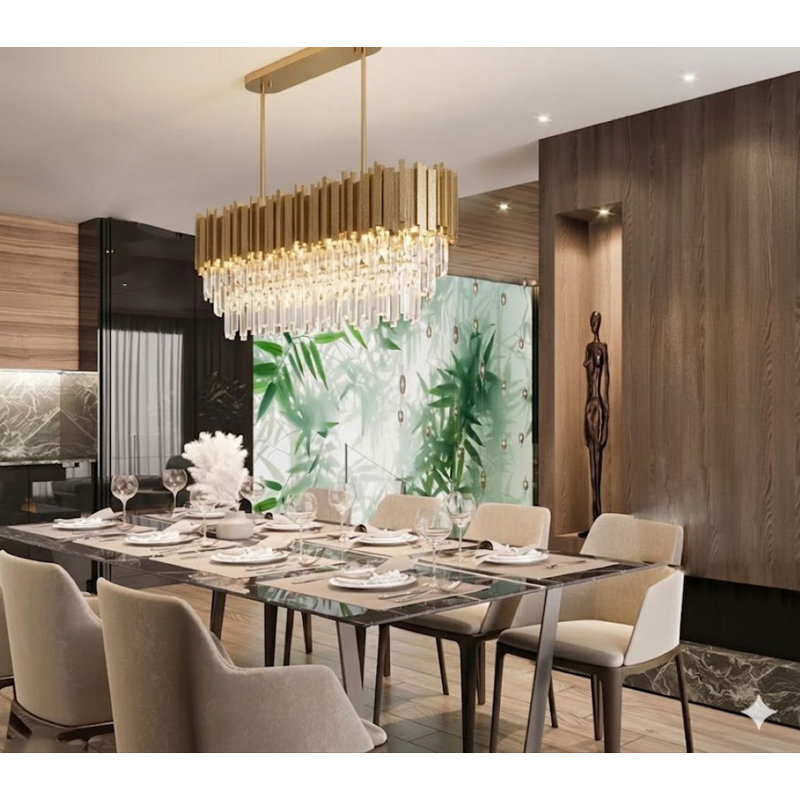 7-Light Gold Chandelier With Crystal Accents