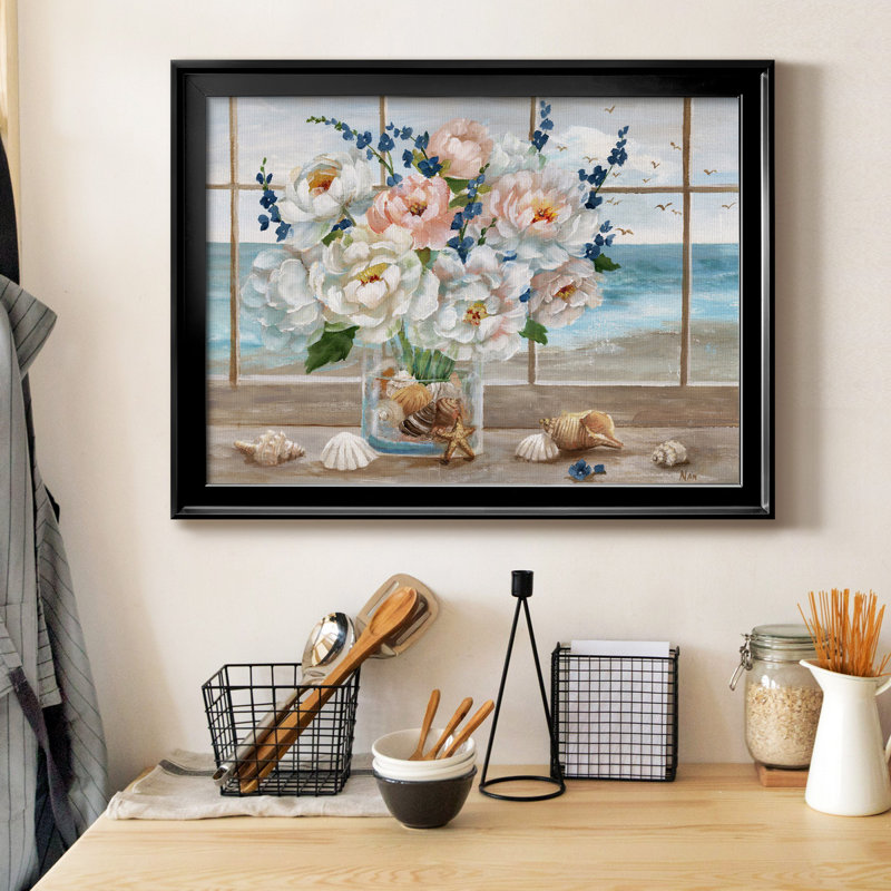 Fenêtre côtière - peinture encadrée, H 18,5 po x l 24,5 po x P 1,5 po, Toile avec cadre noir