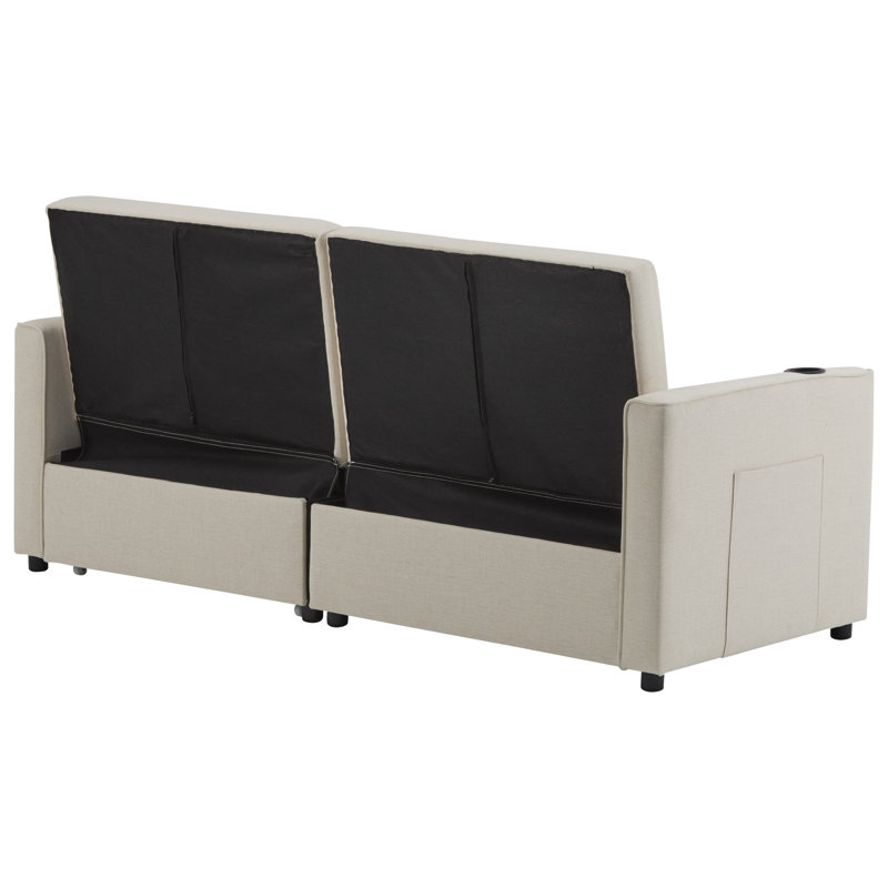 3-in-1 Convertible Sofa Bed With Storage - Adjustable Recliner To Bed, Beige