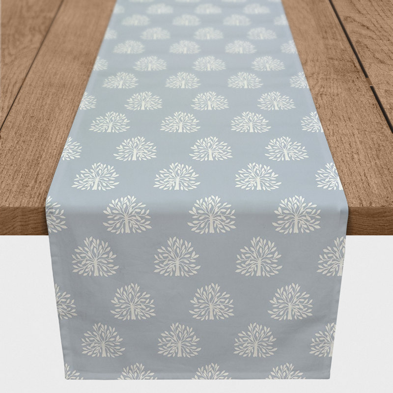 Rectangular Floral Table Runner, 90" x 16", Blue