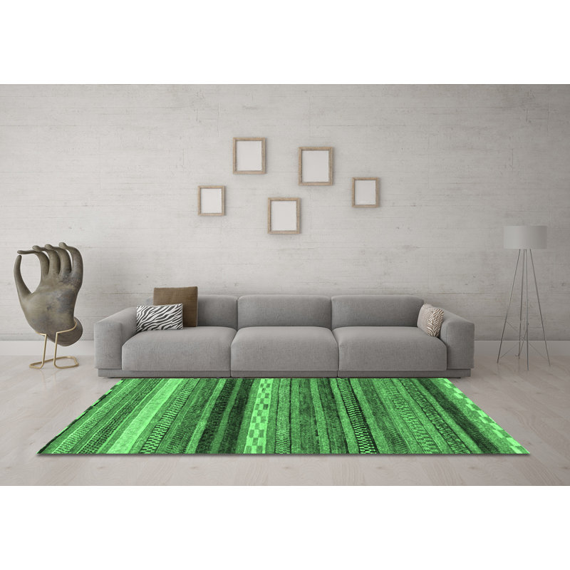 Washable Geometric Indoor Rug, Round 8'