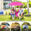 Chaise de pique-nique portable pliante portable avec table parasol et table de parasol rose