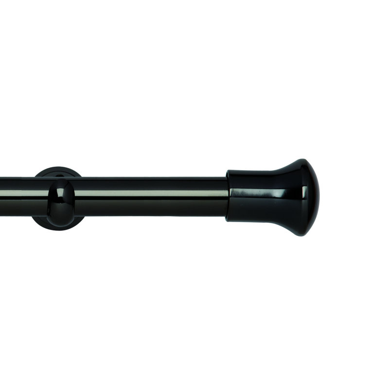 Ceda 2.8cm Single Curtain Pole, 2.80cm H x 240cm W x 2.80cm D, Black Nickel