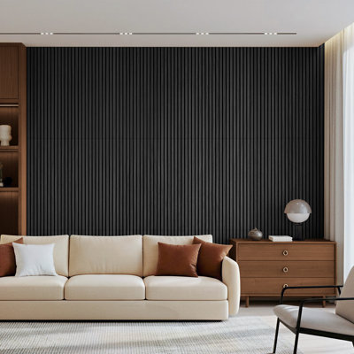 3D Fluted Wood Slat Acoustic Wall Panels – 4-Pack Fully Wrapped MDF Panels For Modern Feature Walls & Ceilings