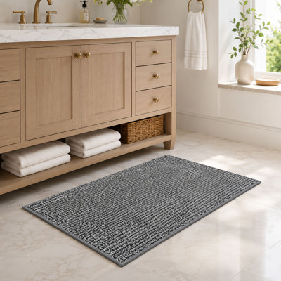 Chenille Kitchen Mat with Non Slip Rubber Backing for Sink Area