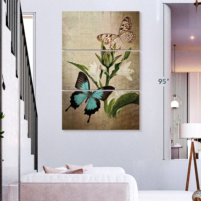 Brampt papillon botanique III, H 74 po x l 48 po