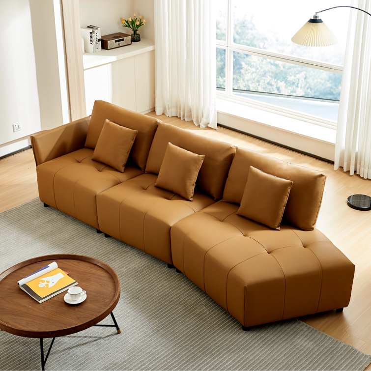 Hokku Designs Ibraham 120'' Leather Sofa | Wayfair