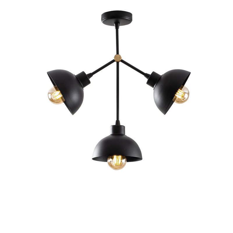 Lustre industriel noir, structure en métal, 18,1 po x 5,9 po x 18,5 po | 3 x douilles E27 de 40 W maximum | Certifié IP20 | Parfait pour la maison, la salle à manger et la cuisine | Design moderne et sobre, luminaire élégant