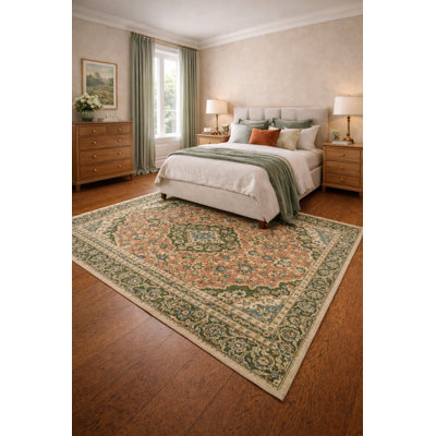 Tapis semi-antique à motif floral 5X8