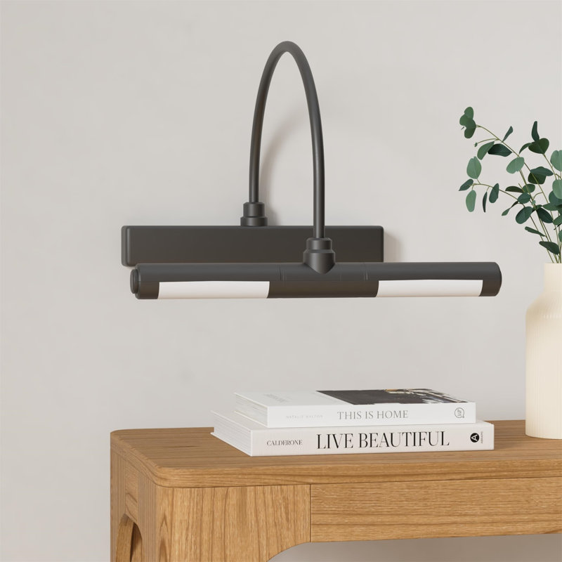 Battery Powered LED Wall Mount Picture Light, 3cm H x 33cm W x 15cm D, Matte Black