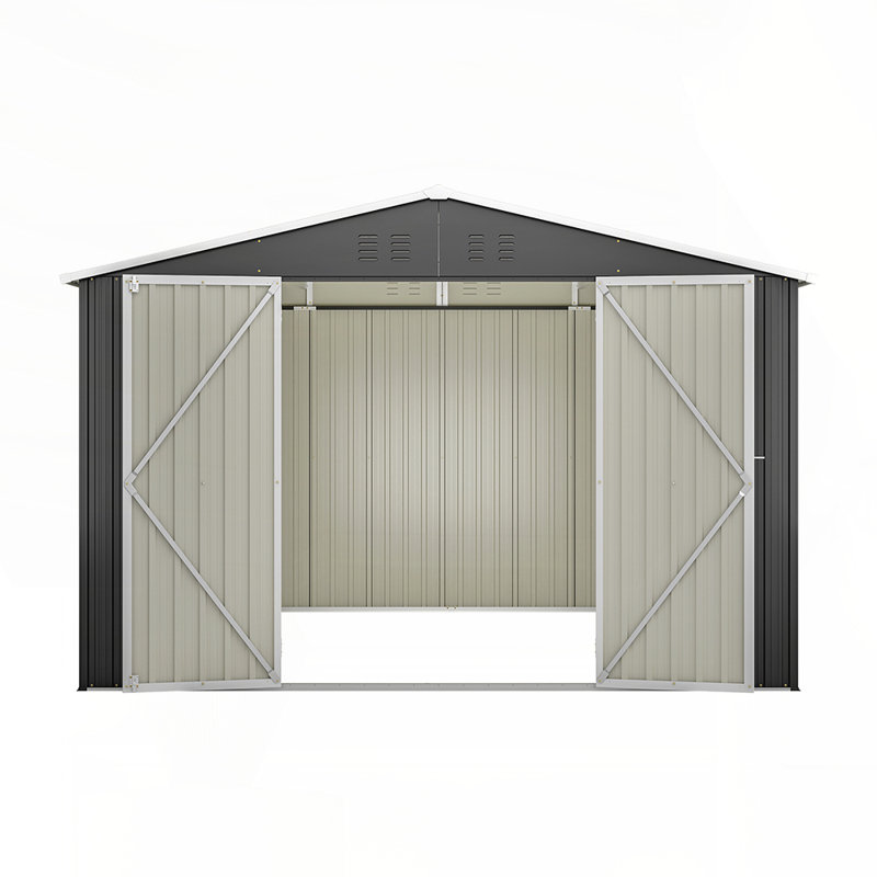  Large Outdoor Metal Storage Shed - Heavy-Duty Frame, Lockable Doors, All-Weather Protection for Backyard Tools & Equipment