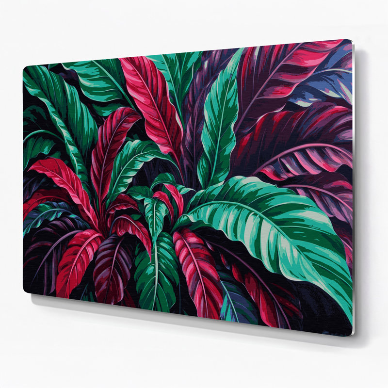 «Hawaiian Ti Plants», art mural en métal gris, H 11 po x l 14 po