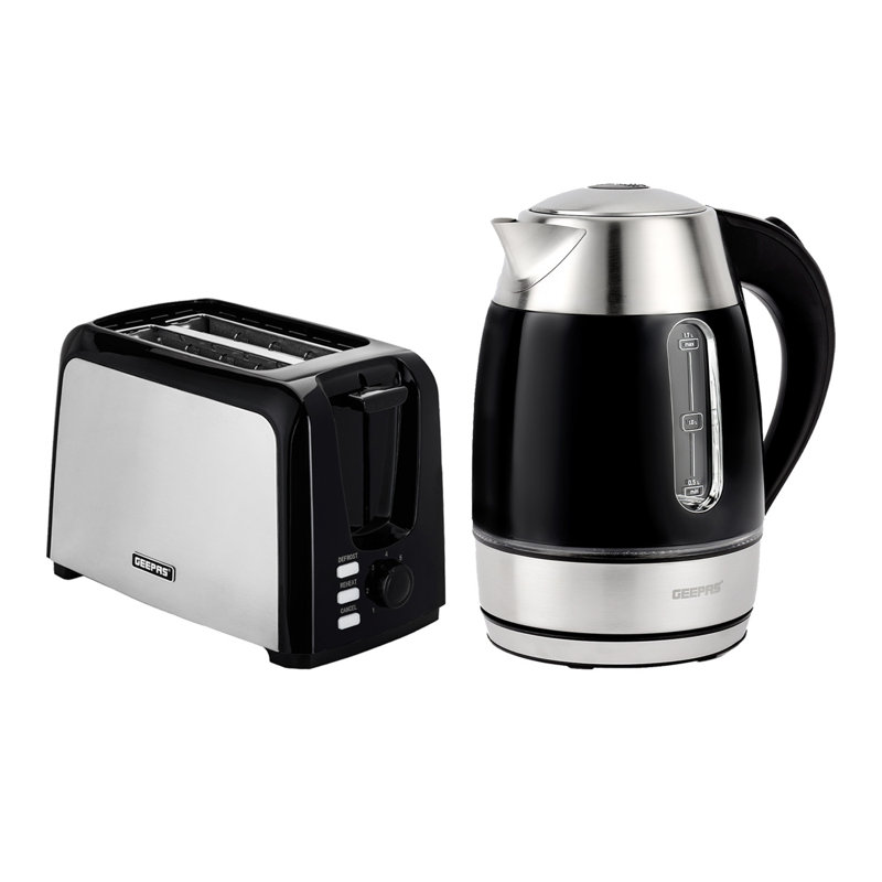Geepas 2 Slice Bread Toaster & 1.7L Illuminating Electric Kettle Combo